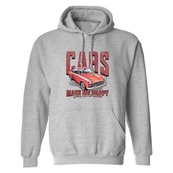 Men's Cars Make Me Happy, You not so much Pullover Hoodie Sport Gray - Picture 1 of 2